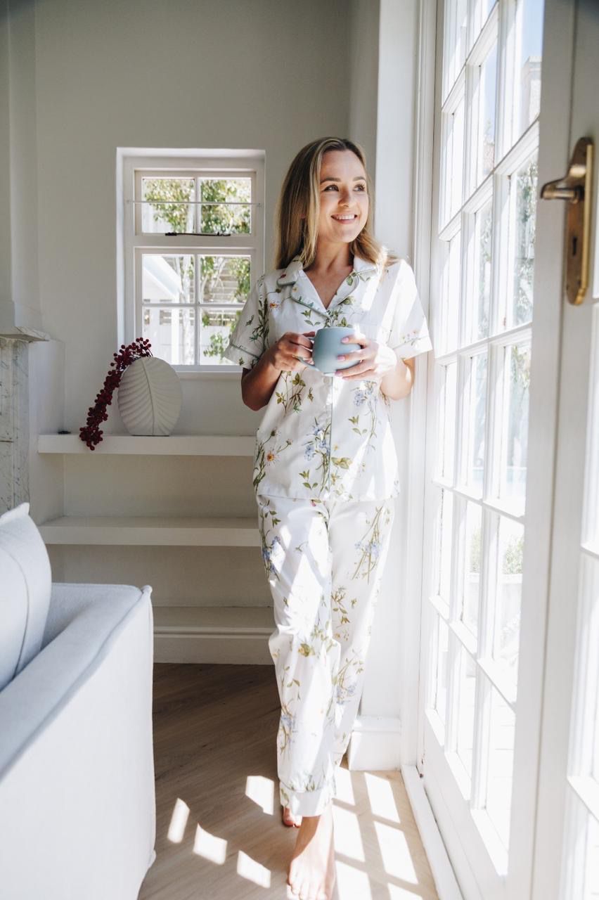 Short Sleeve Top and Ankle Length Pant | Botanical Floral | 100% Cotton