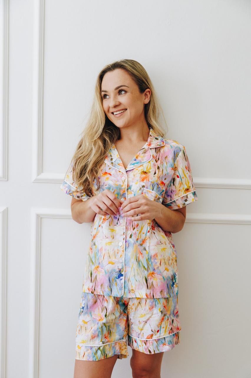 Short Set | Field of Flowers | 100% Rayon
