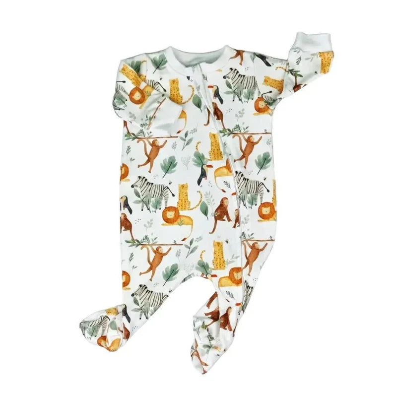Footy Romper with Feet | Watercolour Jungle
