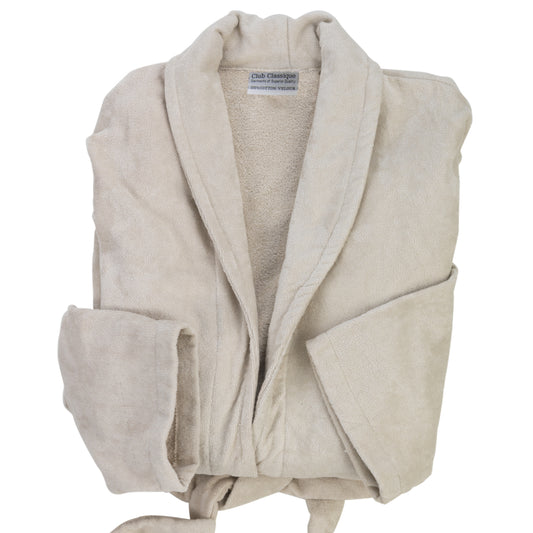 Cotton Velour Gown | Stone