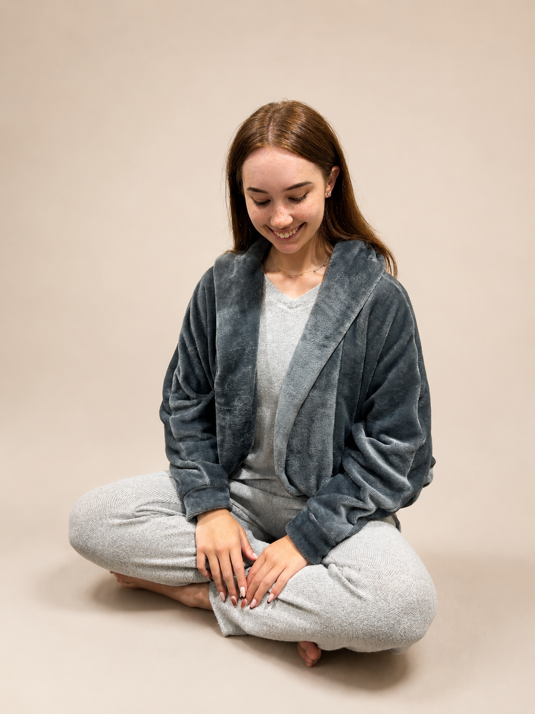 Plush Cardi with Hood |Charcoal