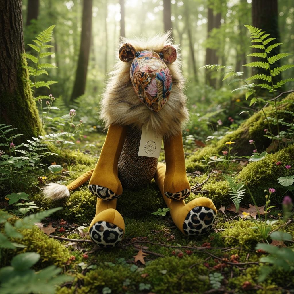Lion Mustard Tourist Hanna Claire Fabric|25 cm (H) x 18 cm (W)
