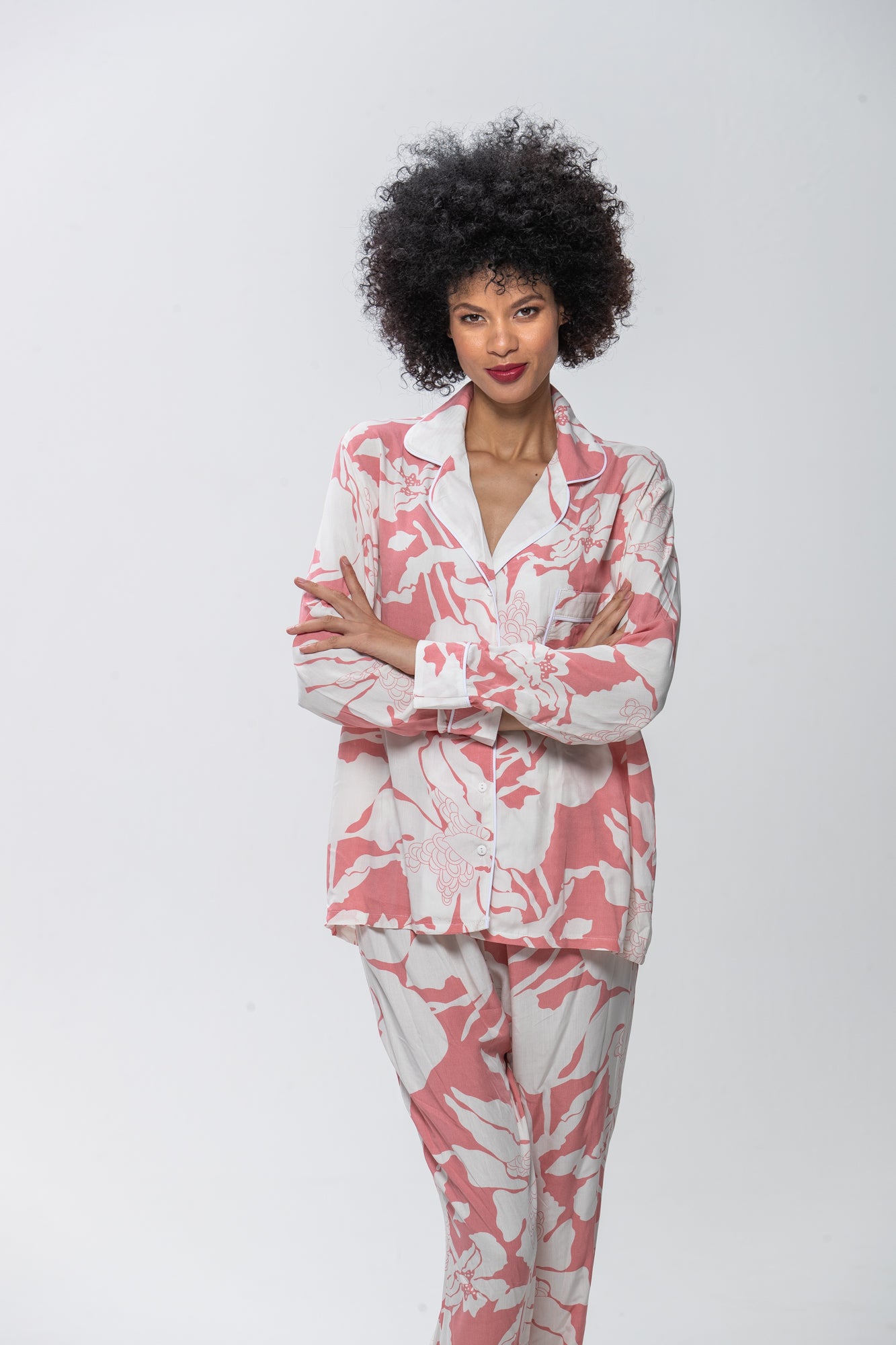 Long Sleeve Top & Pants | Pink Crème | 100% Rayon