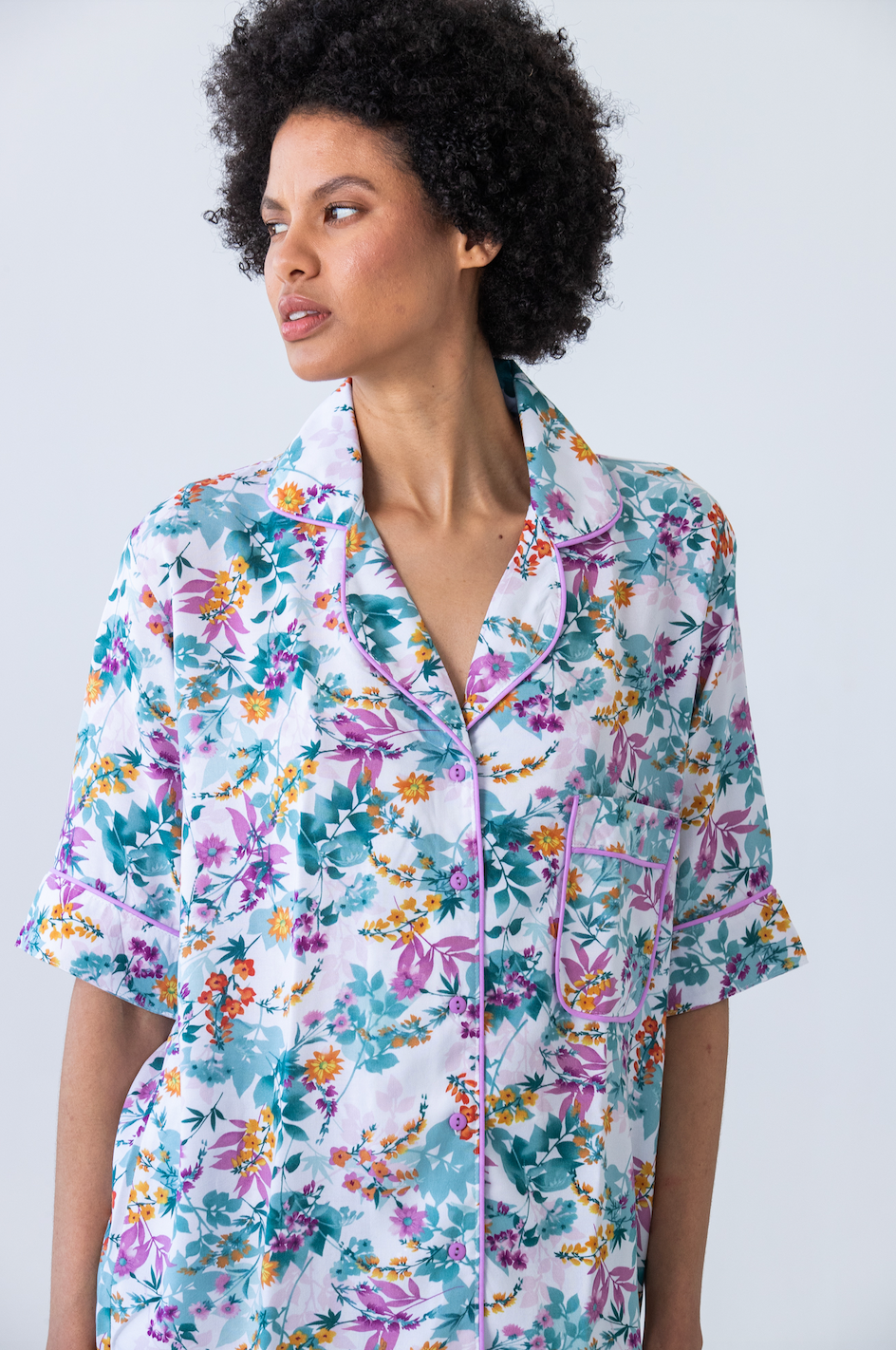 Short Sleeve Top & Pant | Lilac Floral | 100% Rayon