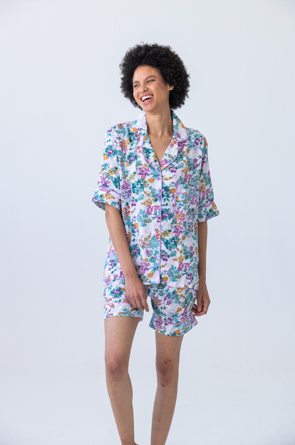 Short Sleeve Top & Pant | Lilac Floral | 100% Rayon
