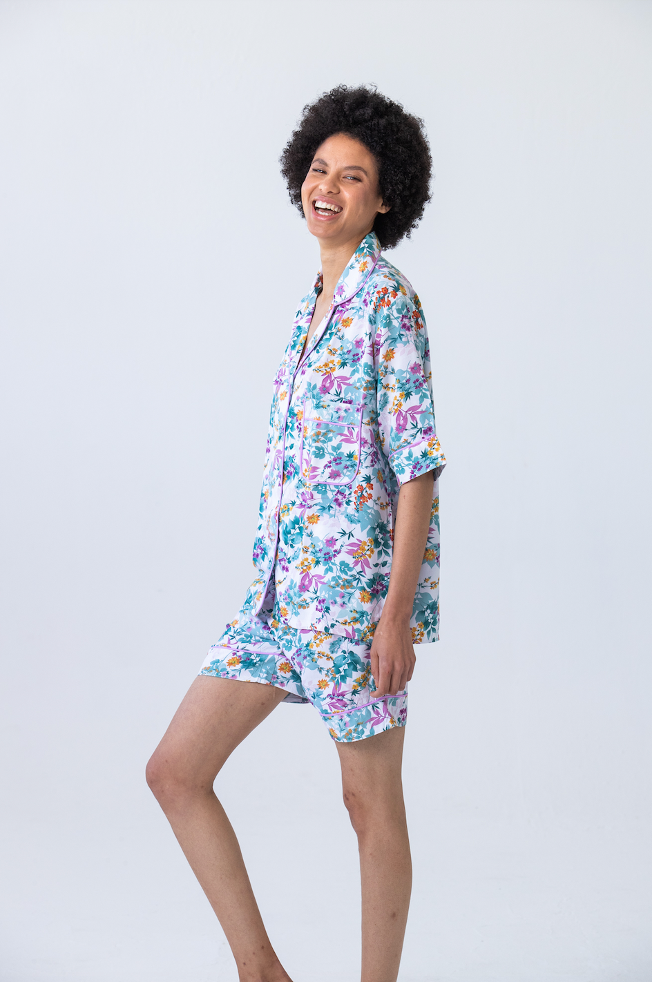 Short Sleeve Top & Pant | Lilac Floral | 100% Rayon