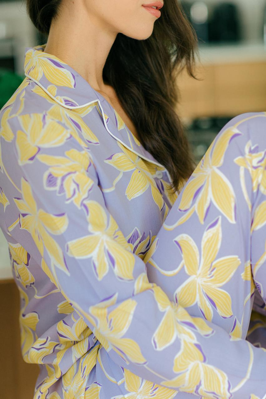 Pretty Plum Dreams Collection - Lavender & Lemon Lily - 100% Rayon Long Sleeve Top &  Pant