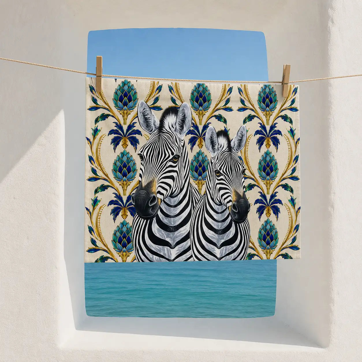 2 Zebras Linen Look | Tea Towel 64 x 44 cm