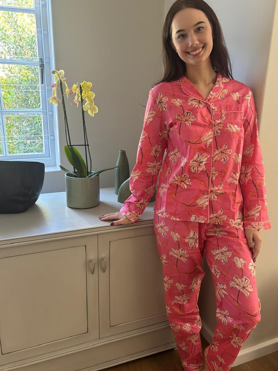 Long Sleeve Top and Long Pant | Coral Flower | 100% Indian Cotton