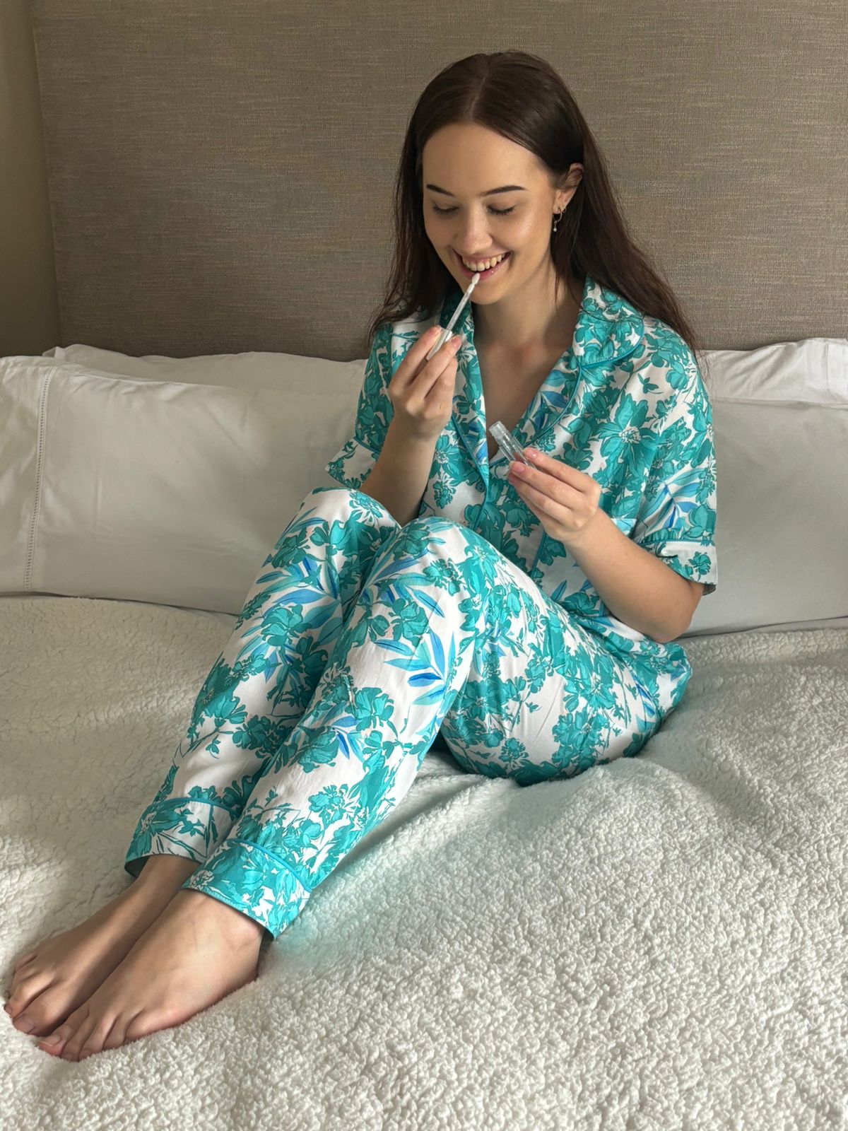 Short Sleeve Top & Long Pant | Aqua Bliss | 100% Rayon