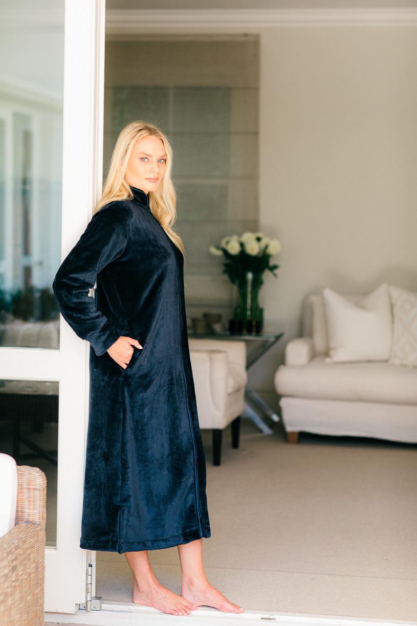 Plush Fleece Zip Gown | Navy
