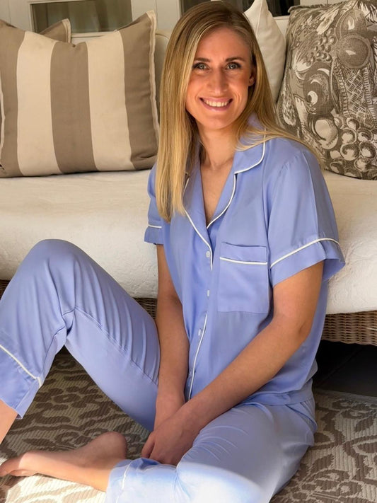 Short Sleeve Top and Ankle Length Pant | Jacaranda | 100% Rayon