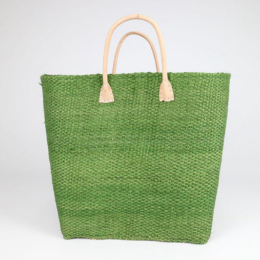 Sisal Bag With Leather Handles | Khaki