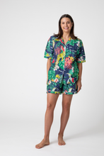 Load image into Gallery viewer, Navy Jungle Classic 100% Indian Cotton Pjs - Short Sleeve Top and Short Pant

