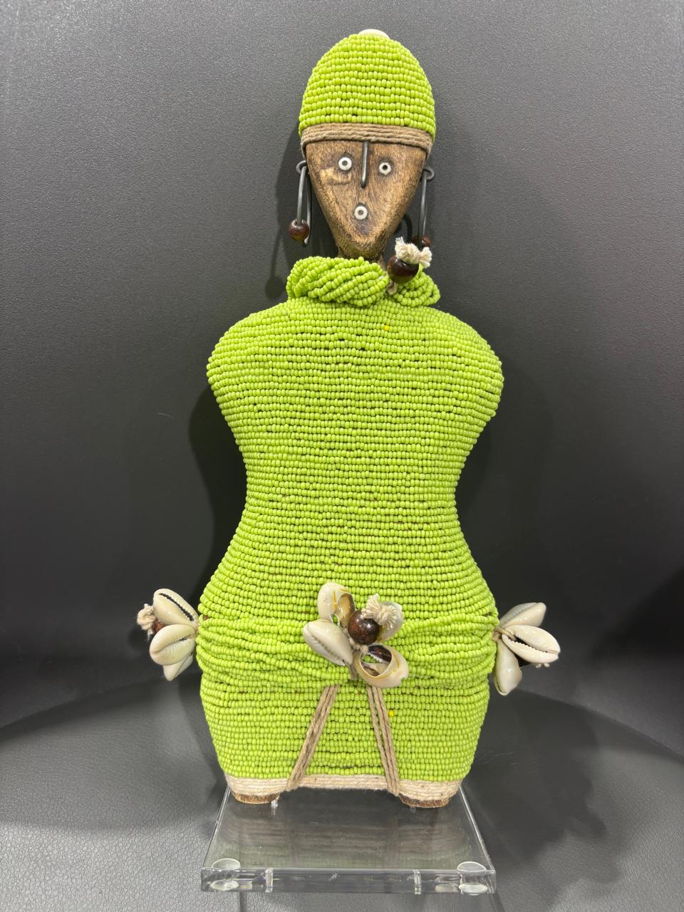 Wooden Naamji Dolls | Lime Beaded Head