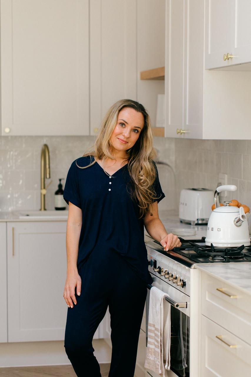 Short Sleeve Top and Cropped Pant | Navy Loungewear | 96% Rayon qKnit & 4% Spandex