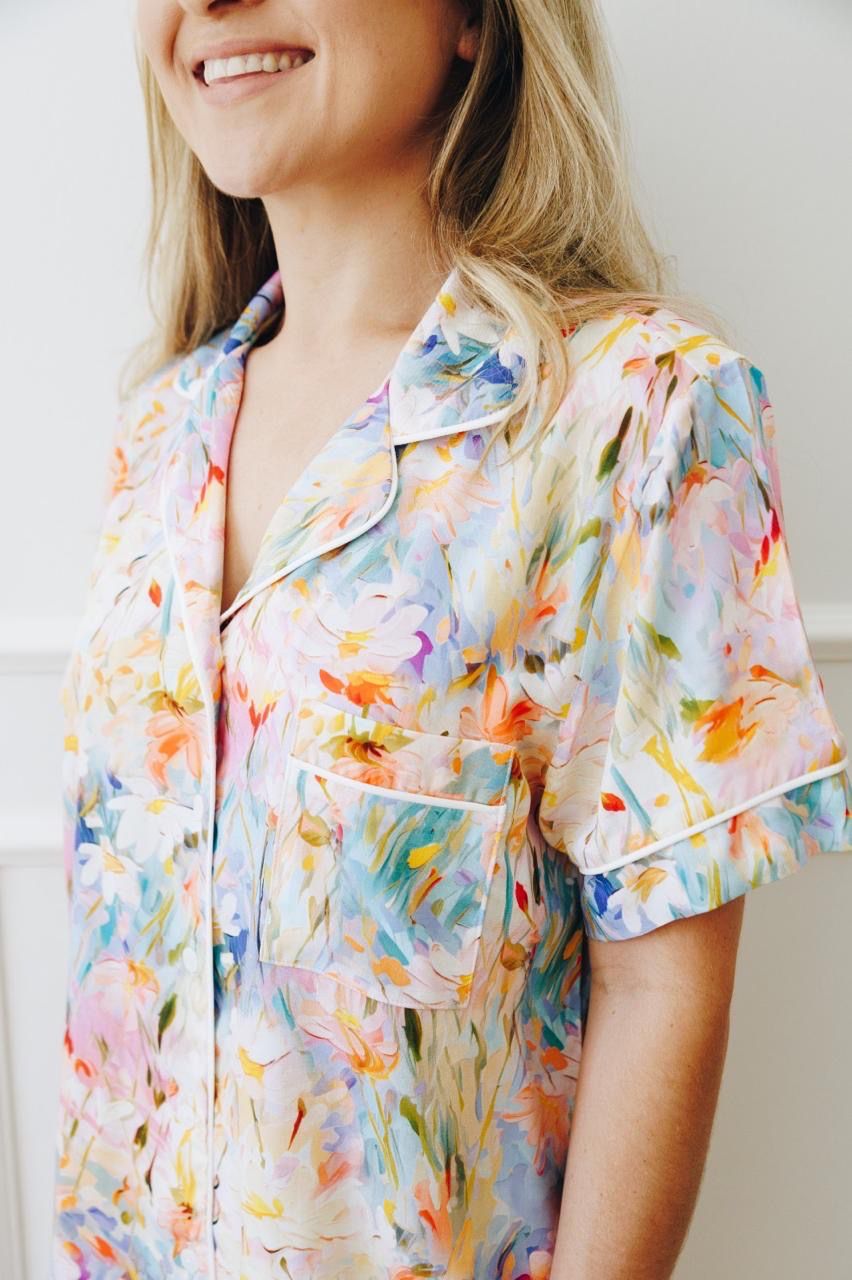 Short Set | Field of Flowers | 100% Rayon