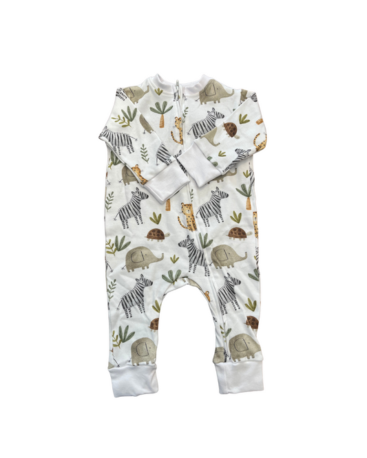 Cuff Romper with No Feet | Zebra Party