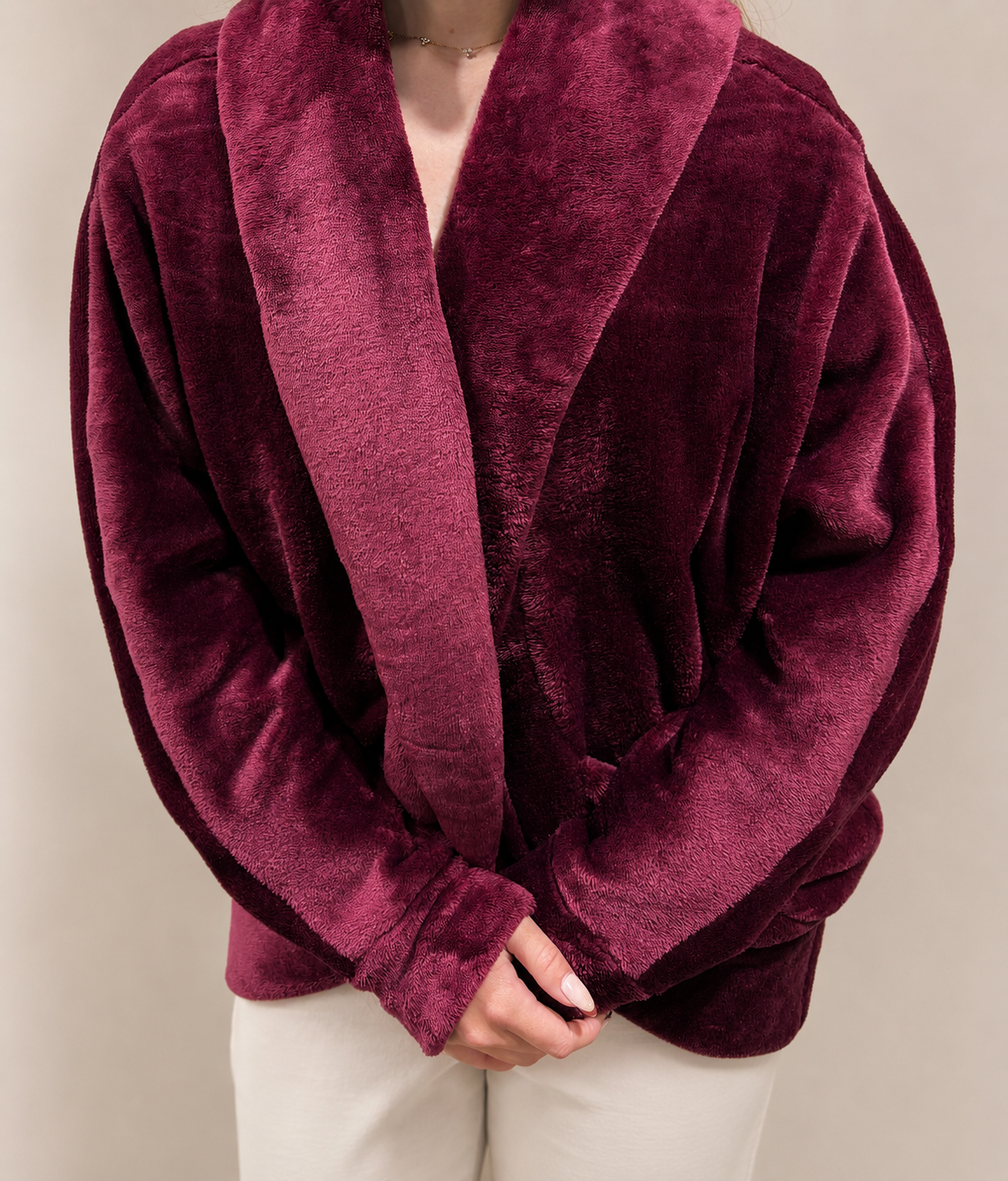Plush Cardi with Hood|  Berry