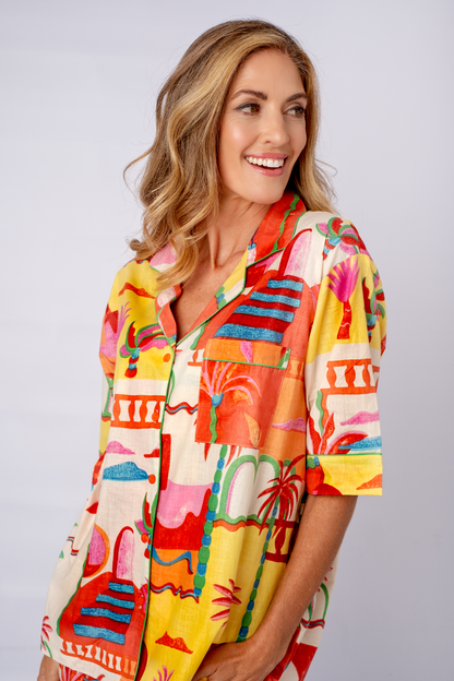 Classic Short Pj Set | Tropical Floral | 100% Indian Cotton