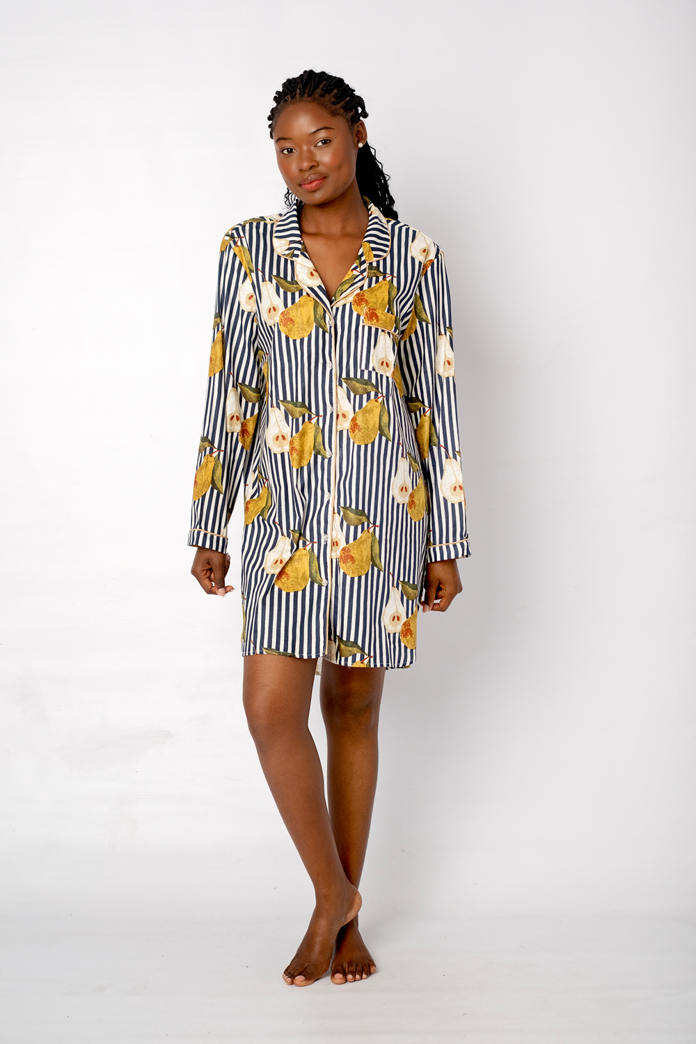 Classic Long Sleeve Sleepshirt | Pears | 100% Cotton