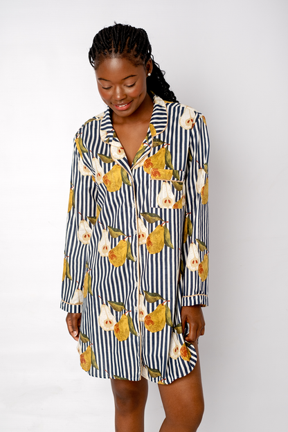 Classic Long Sleeve Sleepshirt | Pears | 100% Cotton