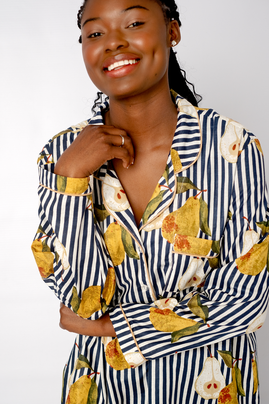 Classic Long Sleeve Sleepshirt | Pears | 100% Cotton