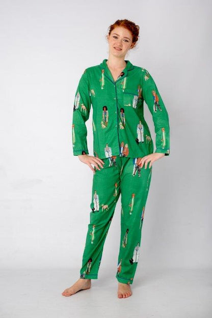 Long Sleeve Top and Long Pant | Green Figurines | 100% Indian Cotton
