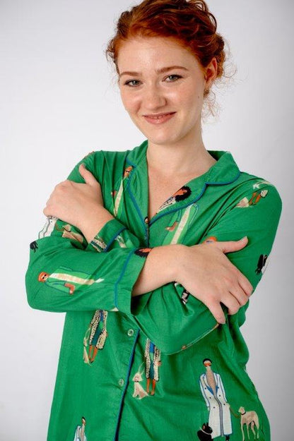Long Sleeve Top and Long Pant | Green Figurines | 100% Indian Cotton