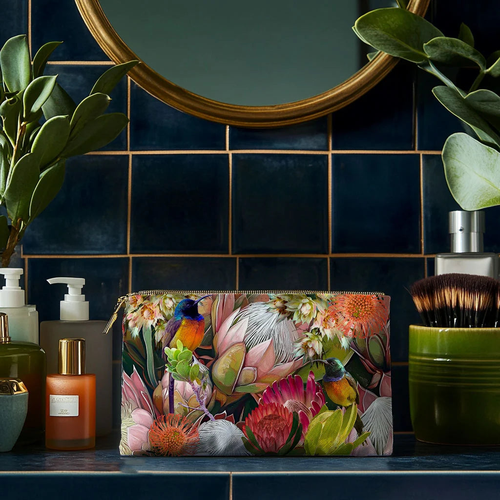 Sunbird and Proteas| Vanity Bag 26 x 30 cm