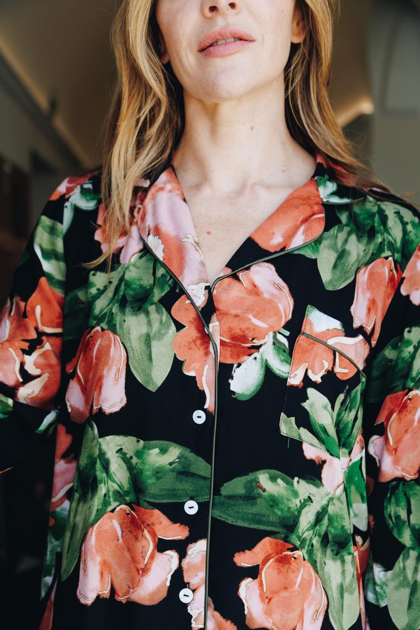 Classic Long Sleeve Sleepshirt | Dreamy Black Coral | 100% Rayon