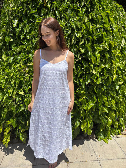 Long Chemise | White Anglaise | 100% Cotton