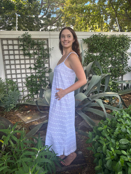 Long Chemise | White Anglaise | 100% Cotton
