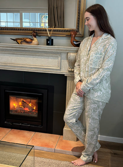 Long Sleeve Top & Pants | Sage Leaf | 100% Rayon