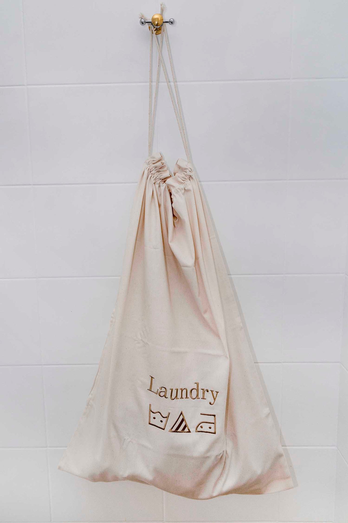 Laundry bag| large cream| Washing Symbols