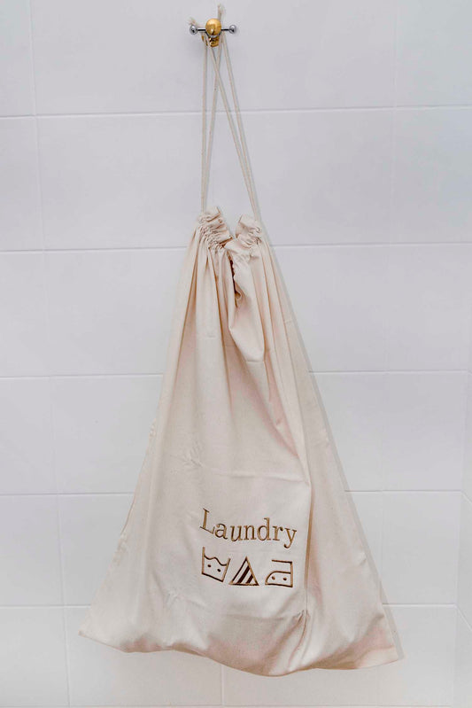 Laundry bag| large cream| Washing Symbols