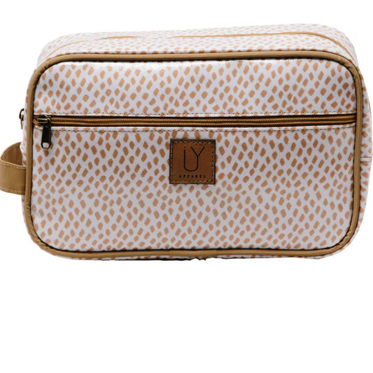 Large Toiletry Bag - Spot Gold and White