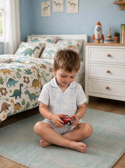 White with Blue Abstract Classic Kiddies Boys PJs