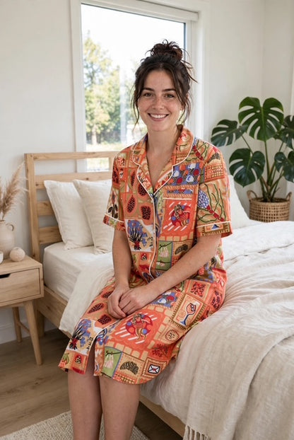 Classic Short Sleeve Sleepshirt | Coral Fun 100% Cotton