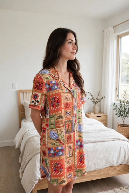 Classic Short Sleeve Sleepshirt | Coral Fun 100% Cotton