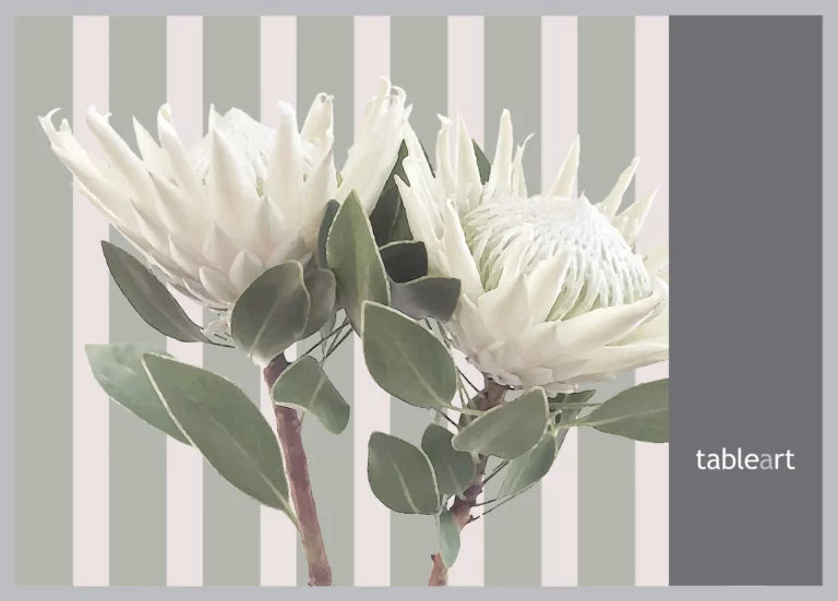 Disposable Placemats | White King Protea Stripes