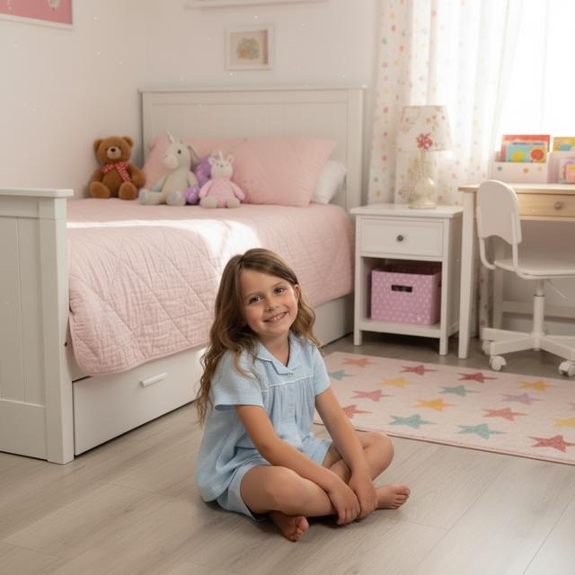 Sky Blue Classic Kiddies Pjs |With Vest and Lace