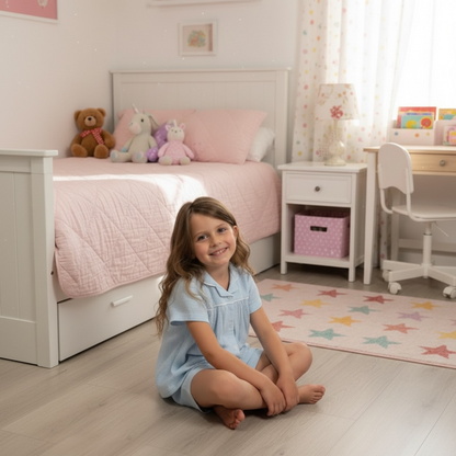 Sky Blue Classic Kiddies Pjs |With Vest and Lace
