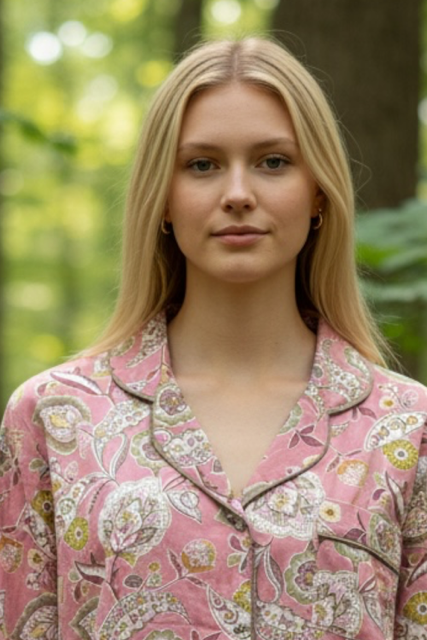 Classic Long Sleeve Sleepshirt | Pink Floral | 100% Cotton