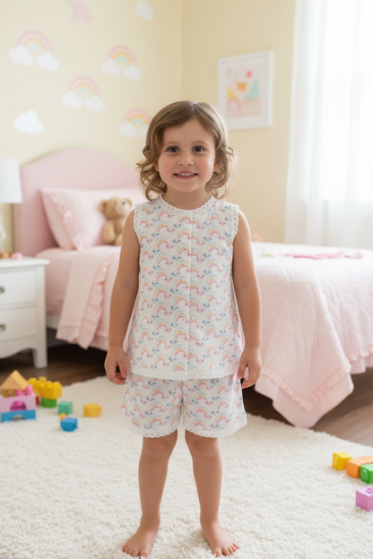 Sleepy Clouds Classic Kiddies Pjs |With Vest and Lace