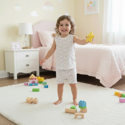 Sleepy Clouds Classic Kiddies Pjs |With Vest and Lace