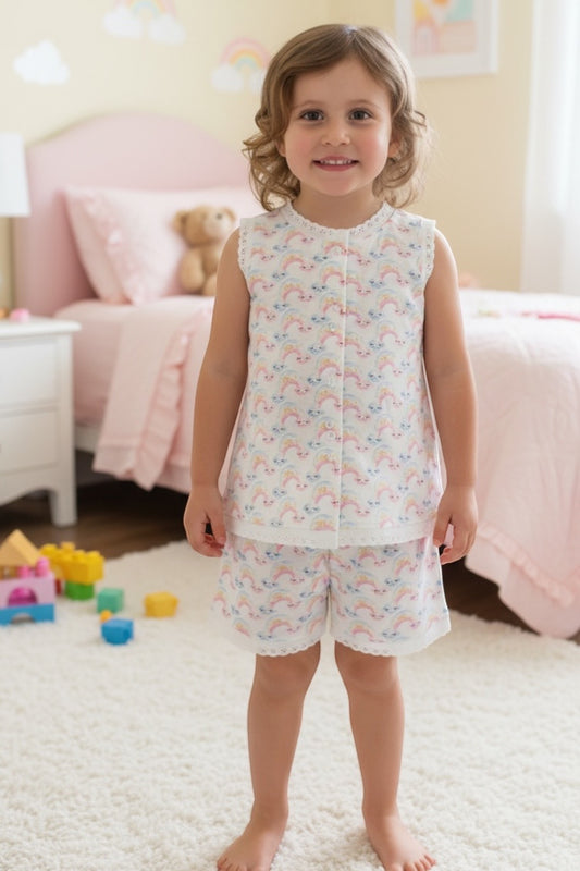 Sleepy Clouds Classic Kiddies Pjs |With Vest and Lace
