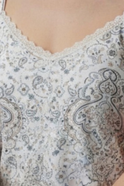 Chemise | Sage and Blue Paisley | 100% Rayon