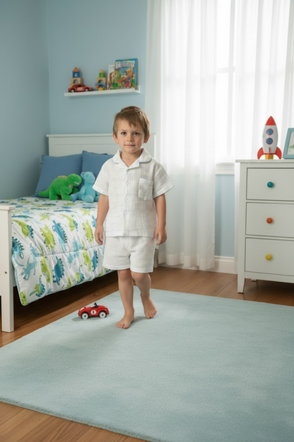 White with Blue Abstract Classic Kiddies Boys PJs