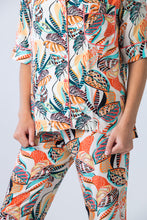 Load image into Gallery viewer, Coral Summer Leaves - Short Sleeve Top &amp; Long Pant
